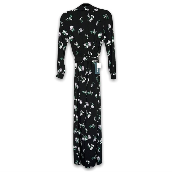 NWT MODCLOTH Floral 70s Tie Waist Button Front High Rise‎ Wide Leg Jumpsuit XXS - Picture 4 of 9